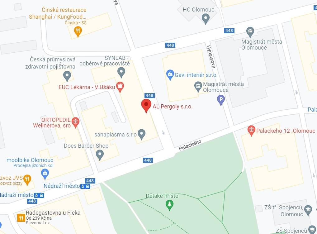 Pobočka, showroom AL Pergoly s. r. o. na mapě Olomouce